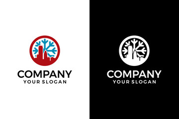 city ​​building and snow logo design inspiration