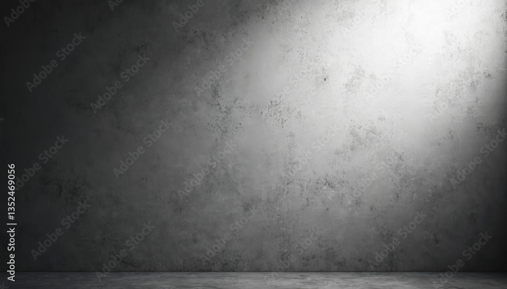 Poster abstract gradient background with soft spotlight effect. black grunge textured wall, gray white grai