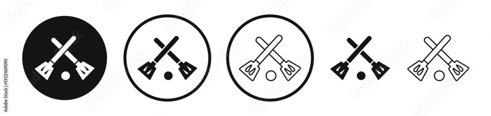 Poster broom-ball icon set. vector icons for apps and website ui design