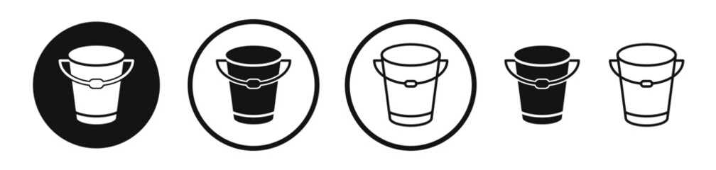 Bucket icons symbol. Flat and line design style.