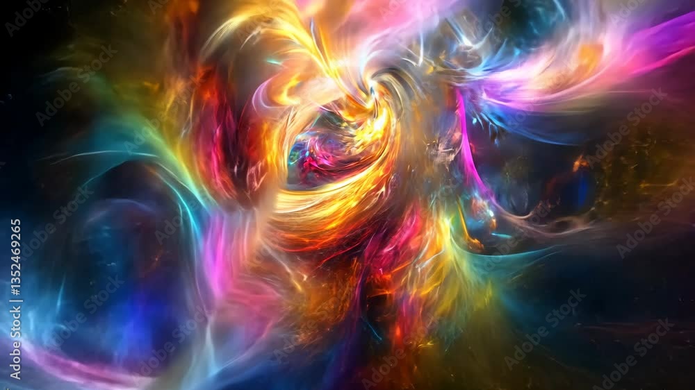Poster vivid technology network background with swirling colors and patterns generative ai