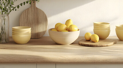 Still life from fresh kitchen with lemon, healthy and natural atmosphere.