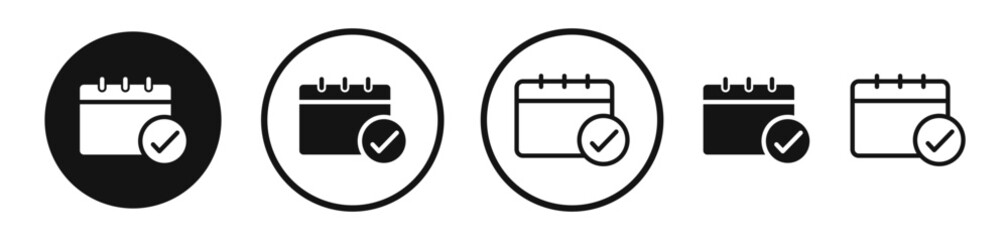 Check in calendar icon set. vector icons for apps and website ui design