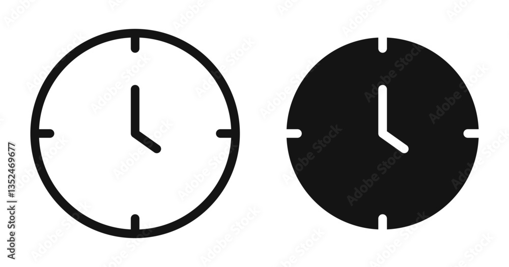 Poster clock face icon set. vector icons for apps and website ui design