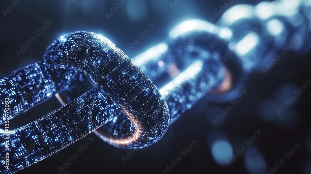 Poster technology digital data network and blockchain connection, digital cyberspace technology abstract ba