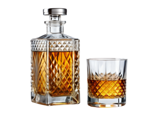 whiskey bottle and glass