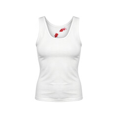 A white tank top with a playful smudged lipstick stain adding a touch of sass and character Perfect for fashion and lifestyle concepts