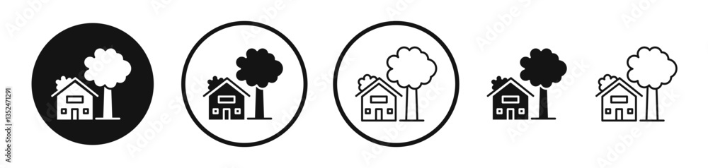 Poster house tree icon set. vector icons for apps and website ui design