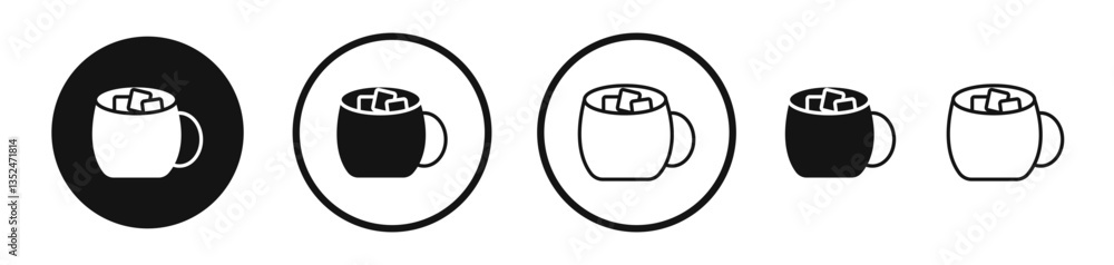 Poster marshmallows mug icon set. vector icons for apps and website ui design