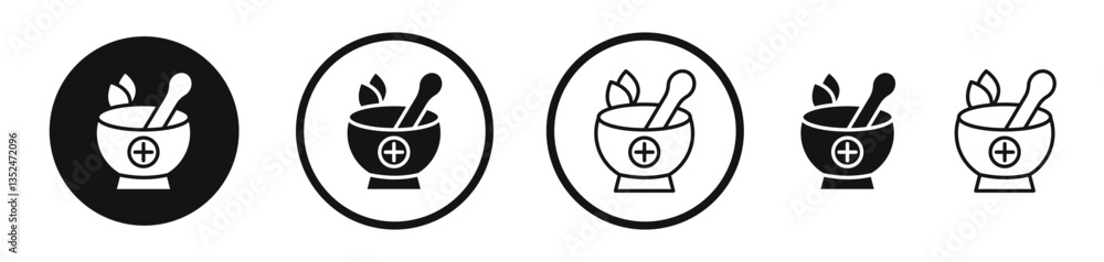 Aufkleber mortar pestle icon set. vector icons for apps and website ui design
