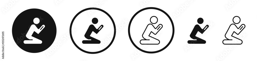 Poster person praying icon set. vector icons for apps and website ui design