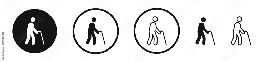 Poster person walking with cane icon set. vector icons for apps and website ui design