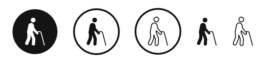 Person walking with cane icon set. vector icons for apps and website ui design