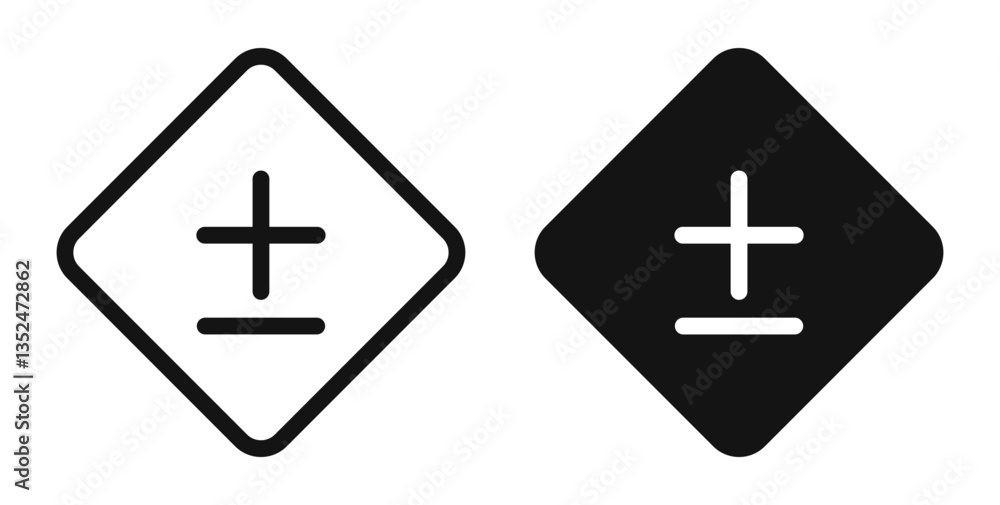 Poster plus minus icon set. vector icons for apps and website ui design