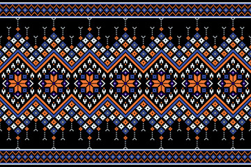 Cross stitch pattern concept showcasing traditional ethnic geometric pattern, Design for textile, background,carpet,wallpaper,clothing,wrapping,Batik,fabric,Vector illustration	
