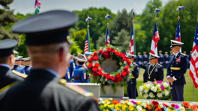 Milit&auml;rischer Gedenkkranz bei Zeremonie