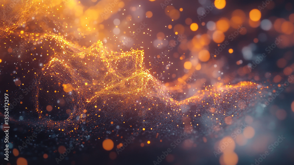 Poster abstract digital matrix particles flow, digital data connection, technology concept.