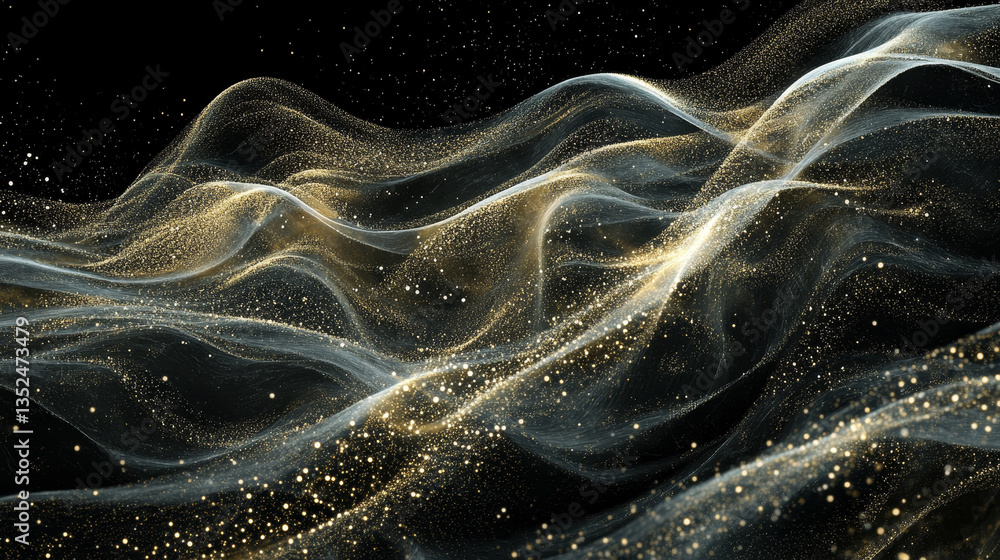 Poster abstract digital particles wave flow. technology background concept