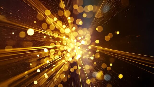 Leuchtende Lichtpartikel in Glasfaserstrang