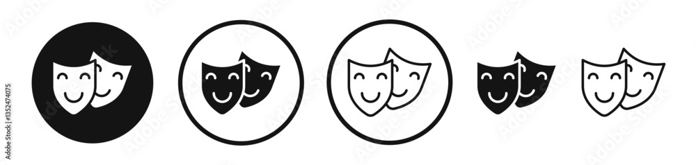 Poster theater masks icon set. vector icons for apps and website ui design