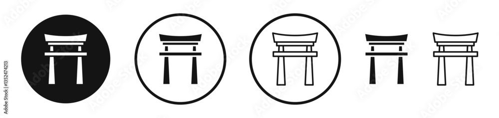 Poster torii gate icon set. vector icons for apps and website ui design