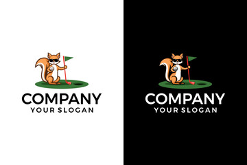 illustration of a squirrel playing golf logo
