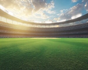 Baseball Stadium Crowd Sunset.