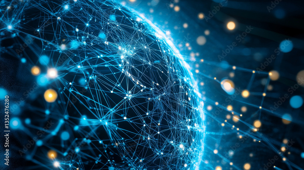 Poster digital cyberspace and digital data network connections, technology abstract background