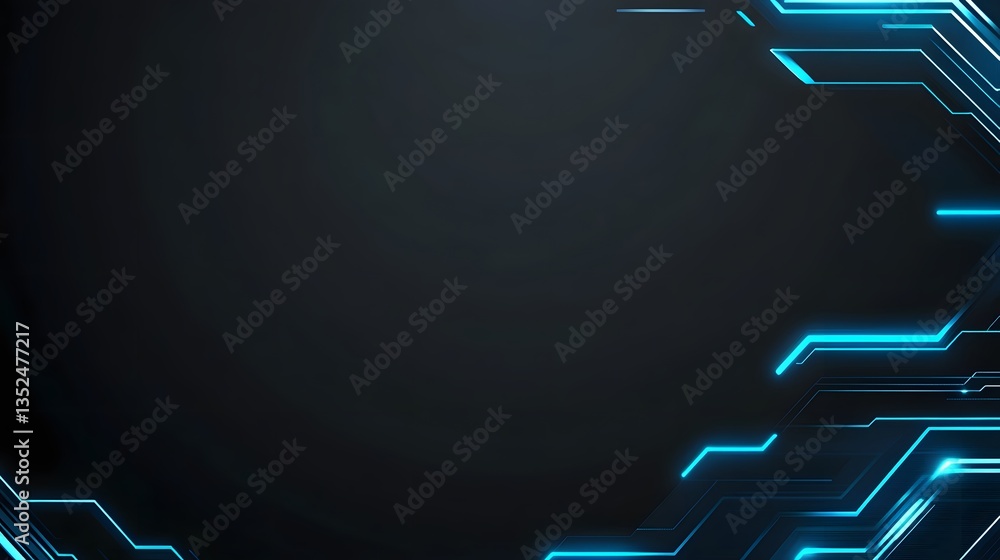 Poster futuristic digital circuit pattern with glowing neon lines