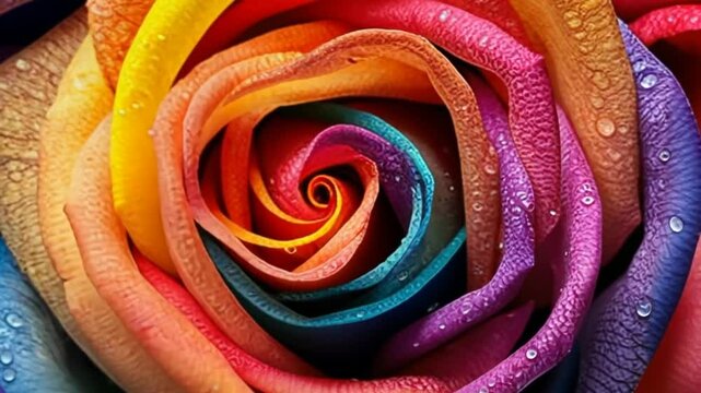 Bunte Nahaufnahme einer spiralf&ouml;rmigen Rose