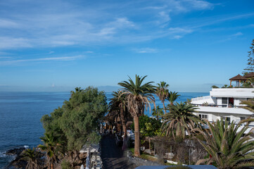 Fototapeta premium Hotel, resorts on South of Tenerife near Costa Adeje and Playa de las Americas, Canary islands, Spain in winter