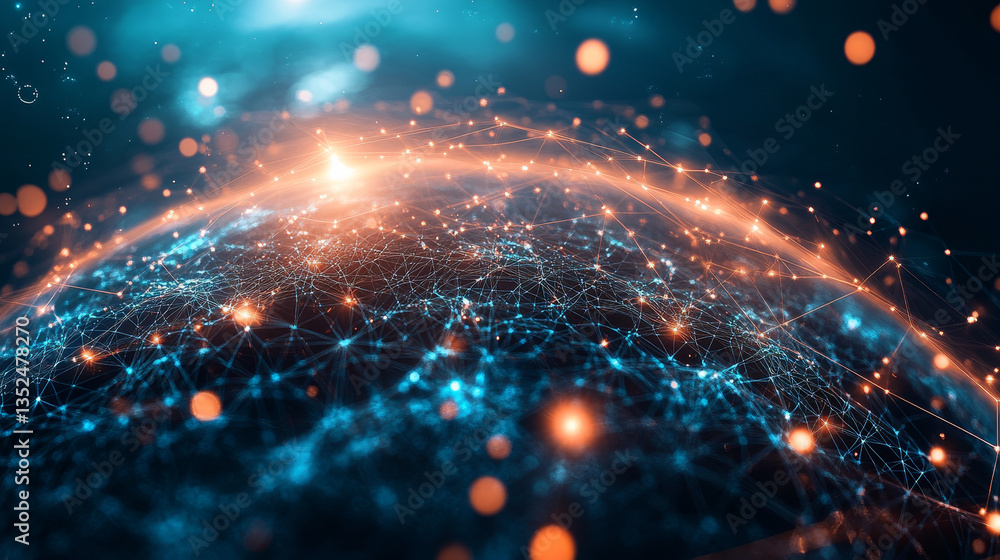 Poster digital technology network data and communication concept abstract background