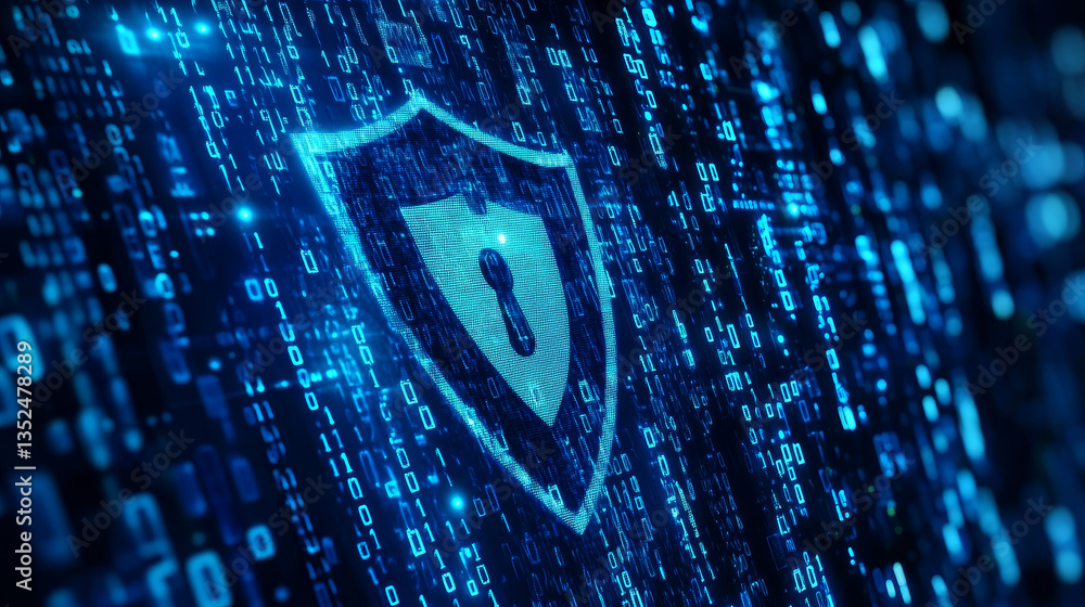 Poster cybersecurity data protection technology concept internet connection online network. there is a prom