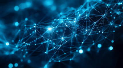 Blue abstract background digital line and dots connect, Technology digital data blockchain network connections concept, Digital cyberspace background 3d rendering