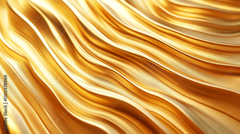Poster gold particle digital wave flow abstract background. 3d rendering
