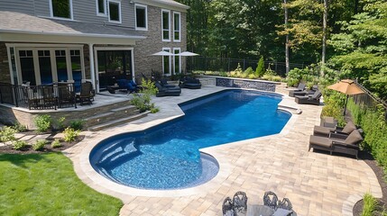 Modern Backyard Poolside Patio Area