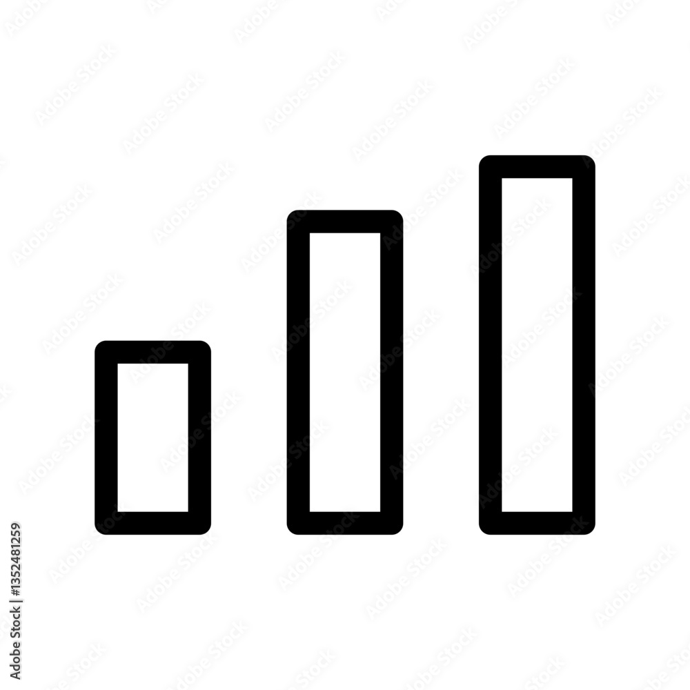 Aufkleber abstract data bars icon with increasing heights - flat stroke design for charts and analytics