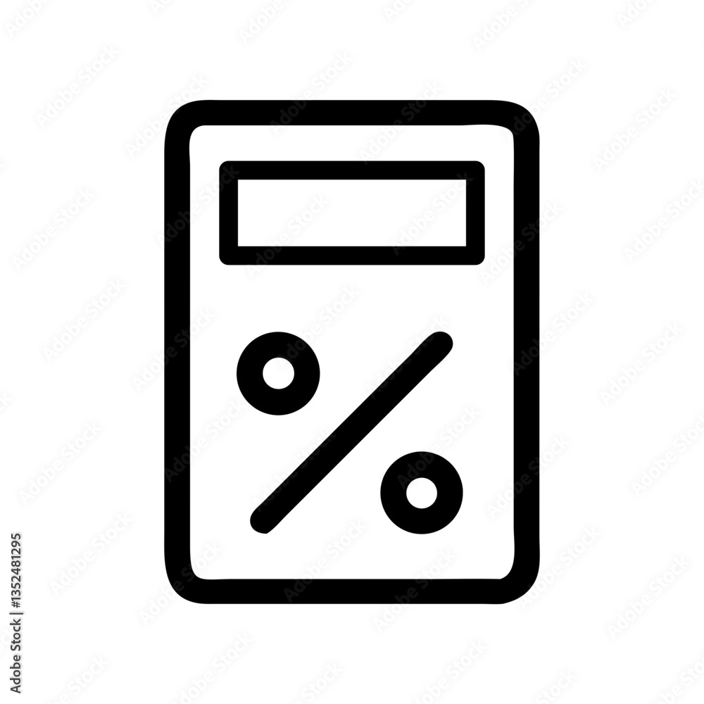 Poster calculator icon with percentage symbol - flat stroke design for financial and mathematical calculati
