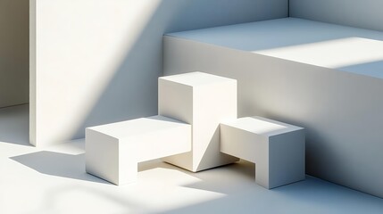 Minimalist Presentation of White Product Display in Modern Interior