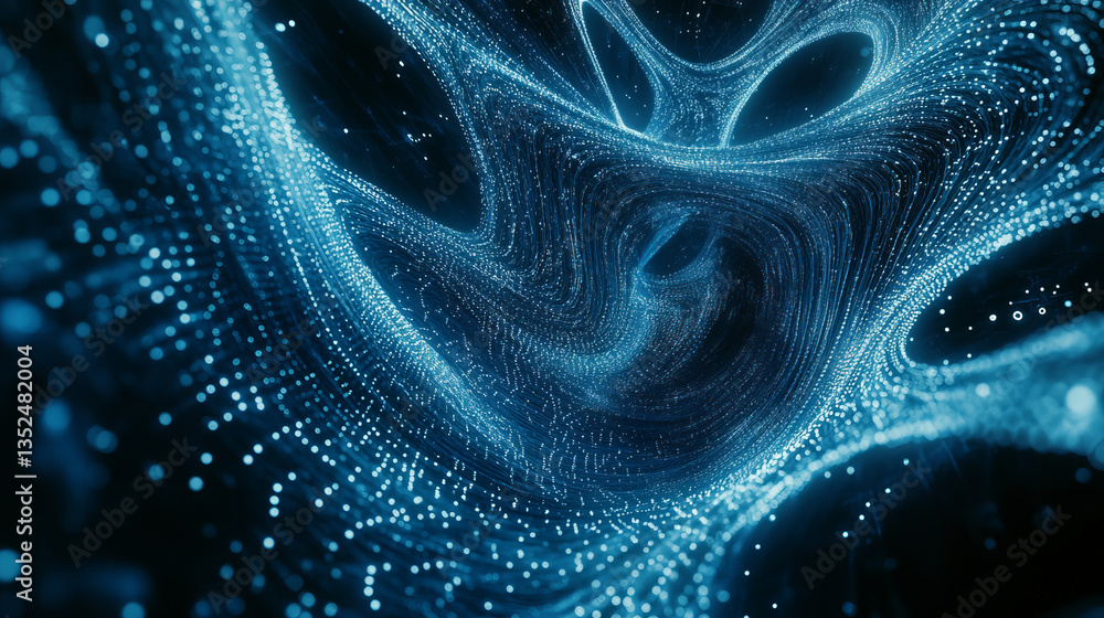 Poster hud blue digital cyberspace and digital matrix with particles and lighting. digital data network con