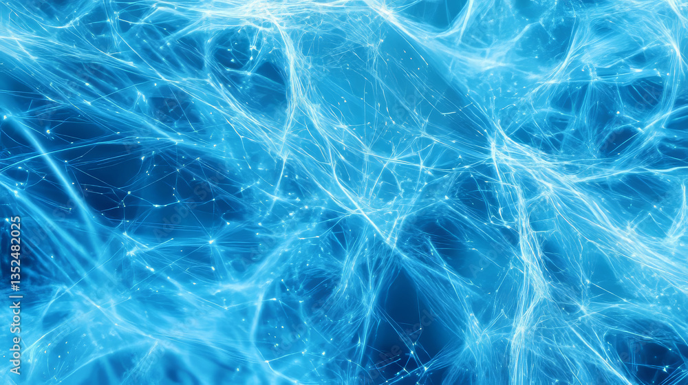 Poster blue digital cyberspace digital data network connections, wave flowing with lines and dots connectio