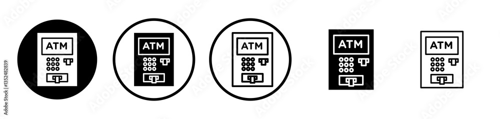 Poster atm machine icons symbol. flat and line design style.