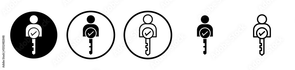 Poster authentication icons symbol. flat and line design style.