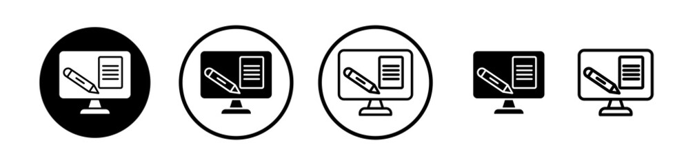Blended learning icons symbol. Flat and line design style.