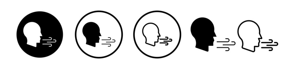 Breath icons symbol. Flat and line design style.