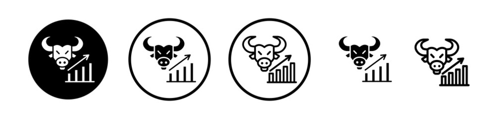 Bull market icons symbol. Flat and line design style.