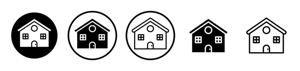 Chalet icons symbol. Flat and line design style.