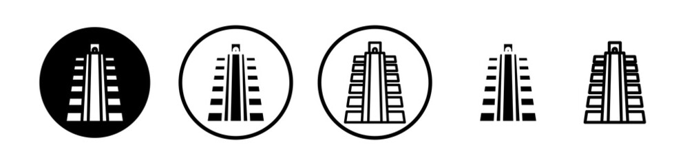 Chichen Itza icons symbol. Flat and line design style.