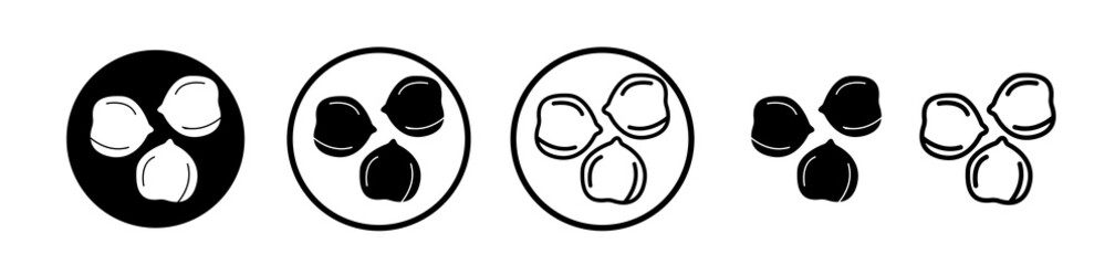 Chickpeas hummus icons symbol. Flat and line design style.