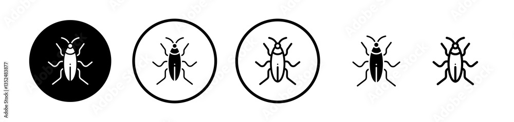 Poster cockroach icons symbol. flat and line design style.